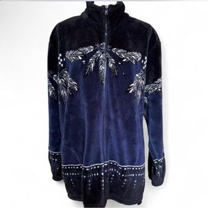 Coastlines Fashion for Canada Blue and Black Teddy Jacket XL